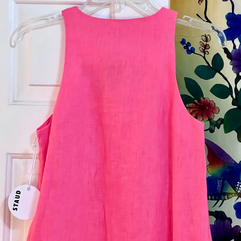 🌺🎉HP🎉🌺 NWT Staud Allori Mini Dress Coral Paradise/Pearl Pink - Picture 14 of 16